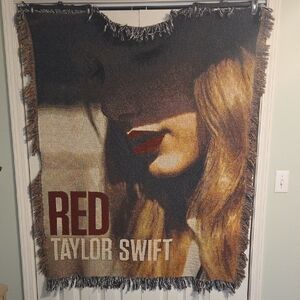 Taylor Swift Red Tapestry with Black and Gold Accents